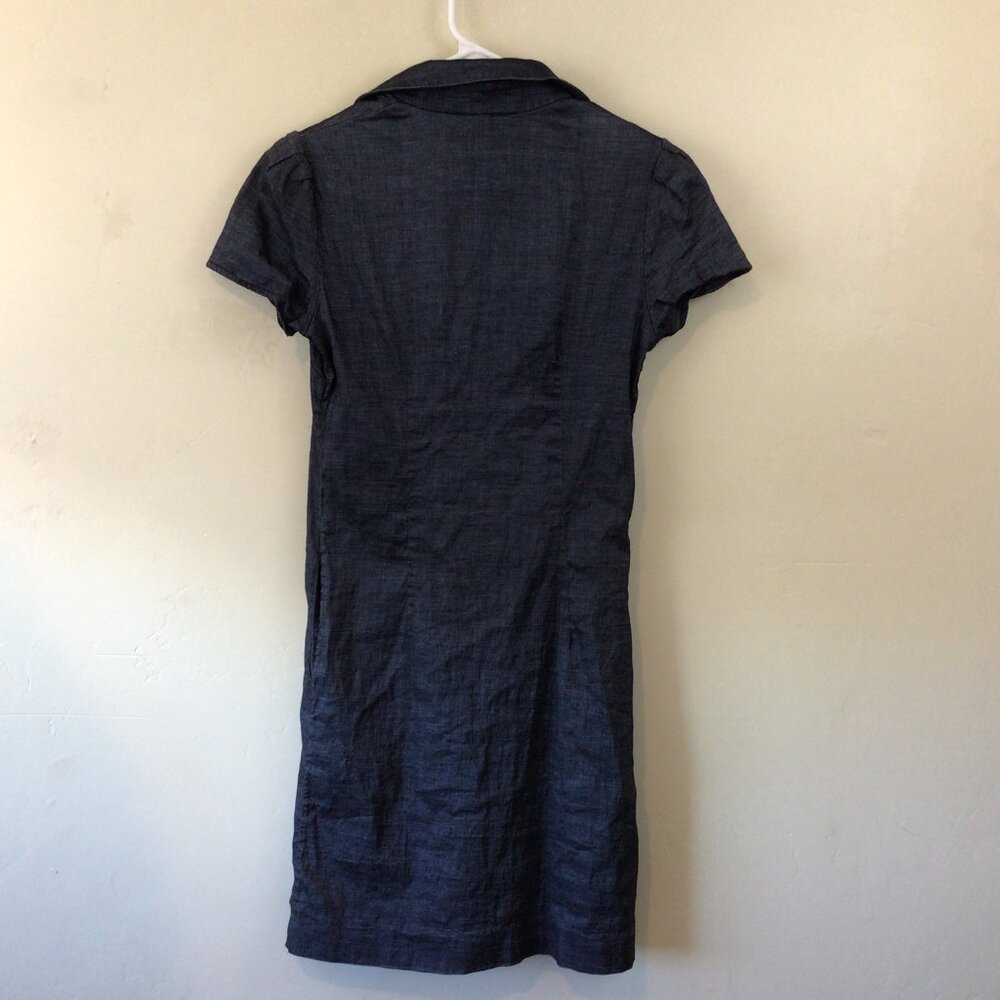 Anne Lore Blue Short Sleeve Linen Blend Dress with Pockets - Picture 7 of 7